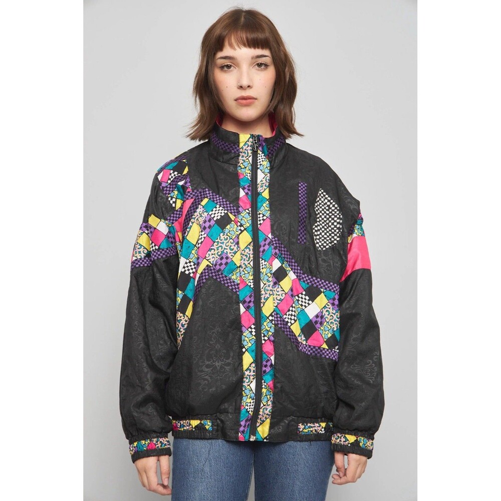 VINTAGE LAVON WINDBREAKER track Jacket Streetwear 90S Color Block Size S